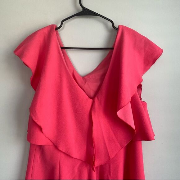 Trina Turk Cameron V Neck Ruffle Cocktail Dress Size 10 NWT - Picture 3 of 7